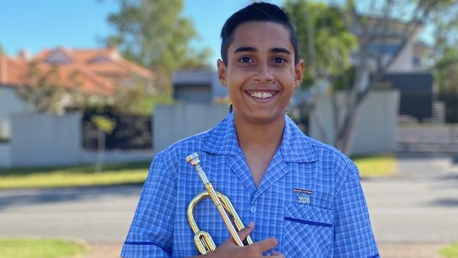 Anzac Day driveway performer Zain, Year 6 Middle Park State School. Picture supplied