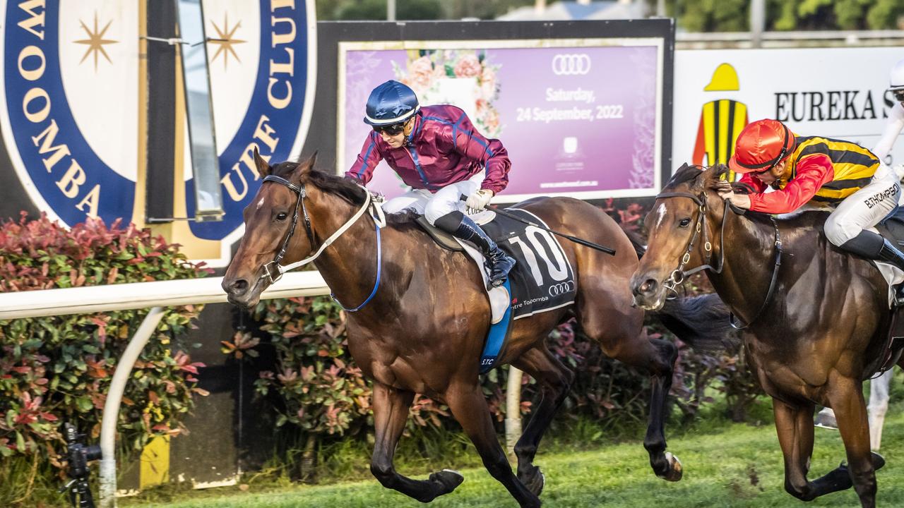 Axe ridden by Samantha Collett wins the 2022 Weetwood Handicap. Saturday, September 24, 2022. Picture: Nev Madsen.