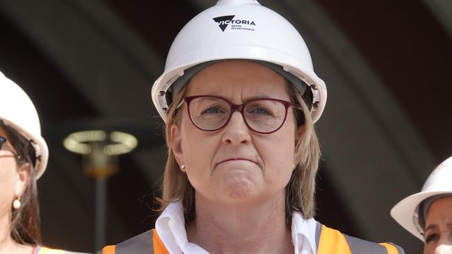 Victorian Premier Jacinta Allan on Sunday at a project announcement after the Werribee backlash. Picture: NewsWire / Valeriu Campan