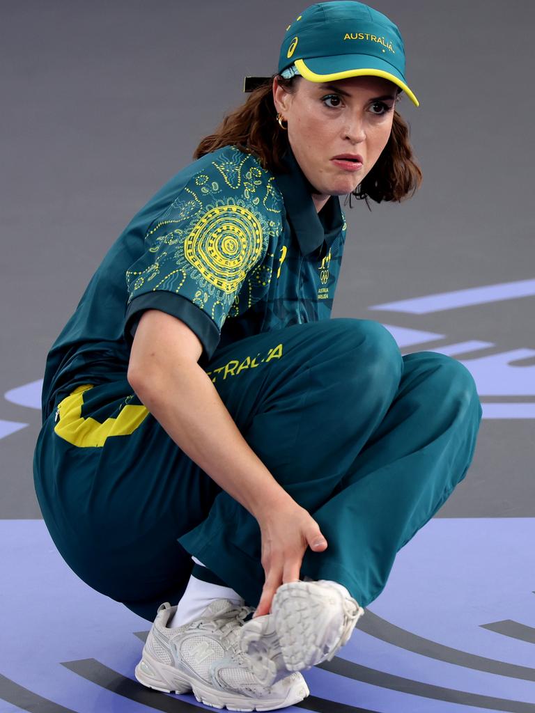 A moment that will go down in Olympics folklore: B-Girl Raygun of Team Australia at the Paris Games. Picture: Ezra Shaw/Getty Images