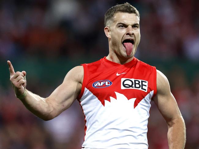 **WARNING: ONE TIME USE ONLY - NO SALES - NO PASS ONS** Sydney's Tom Papley celebrates kicking a goal  during the AFL Preliminary Final match between the Sydney Swans and Collingwood Magpies at the SCG on the 17th September, 2022. Photo by Phil Hillyard(Image Supplied for Editorial Use only - **NO ON SALES** - ÃÂ©Phil Hillyard )