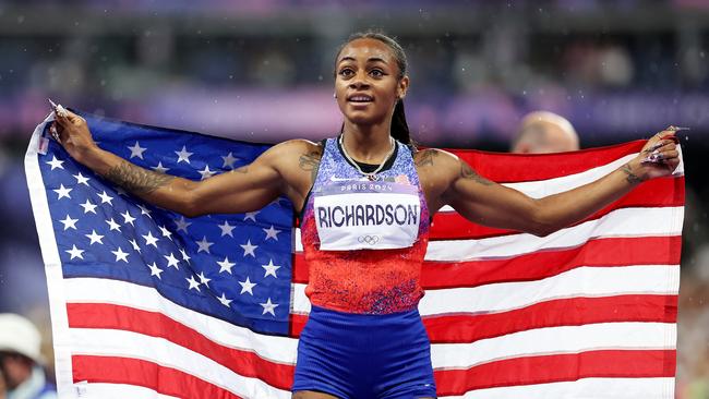 Sha'Carri Richardson was tipped to win the 100m gold but finished second. (Photo by Hannah Peters/Getty Images)