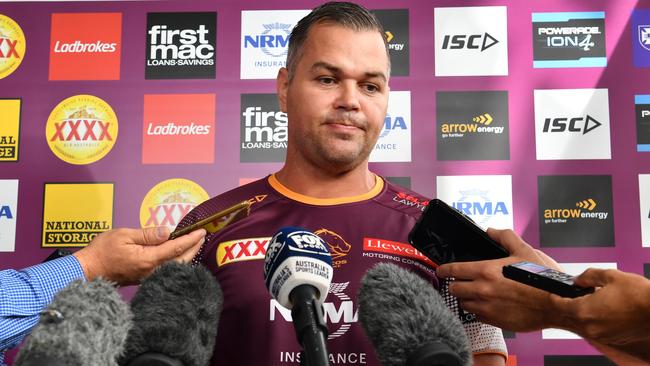 Broncos coach Anthony Seibold is seen during a press conference before Brisbane Broncos training at Clive Berghofer Field in Brisbane last week. Picture: AAP/Darren England