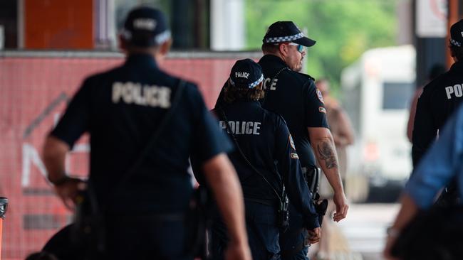 A man who allegedly aimed a crossbow at police at a Darwin home has been arrested, with charges expected to follow on Saturday. Picture: Pema Tamang Pakhrin