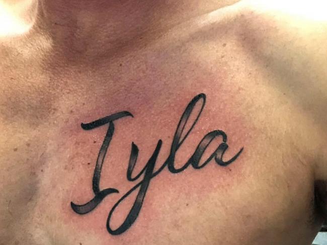 Nathan Katterns had the name of his daughter tattooed on his chest so that she’d be close to his heart.