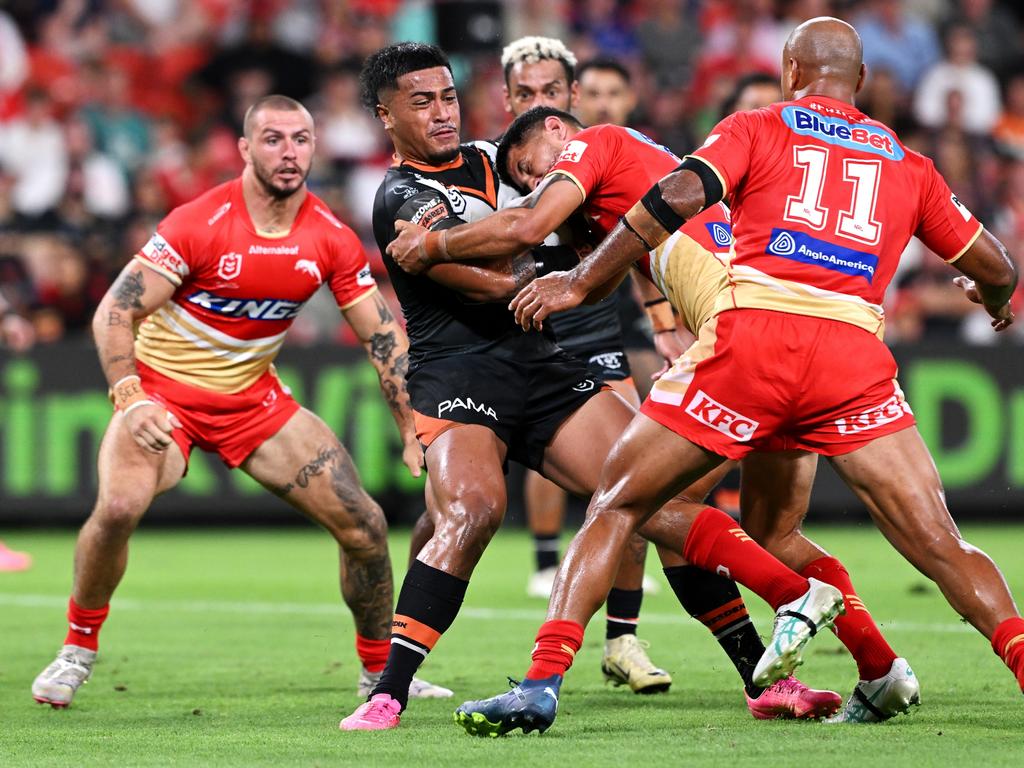 Fonua Pole of the Wests Tigers. Photo: Bradley Kanaris/Getty Images