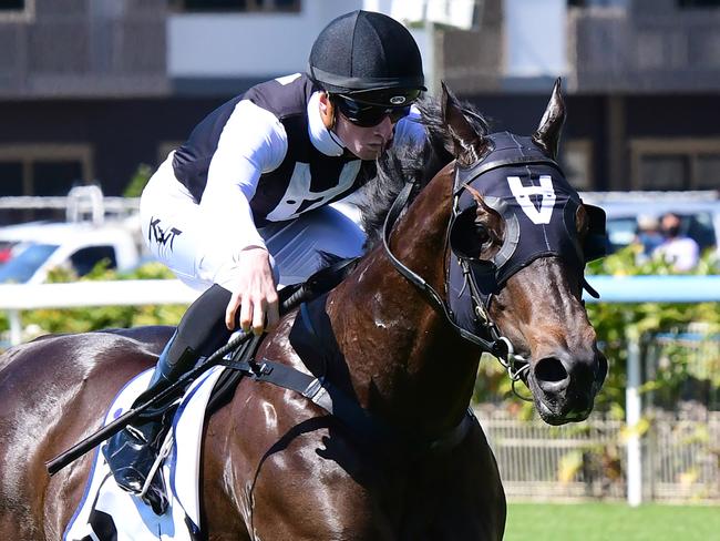 The Move powers away to victory under jockey Kyle Wilson-Taylor at Doomben. Picture: Grant Peters-Trackside Photography.