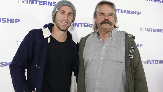 Collingwood star Travis Cloke with his father and manager David Cloke.