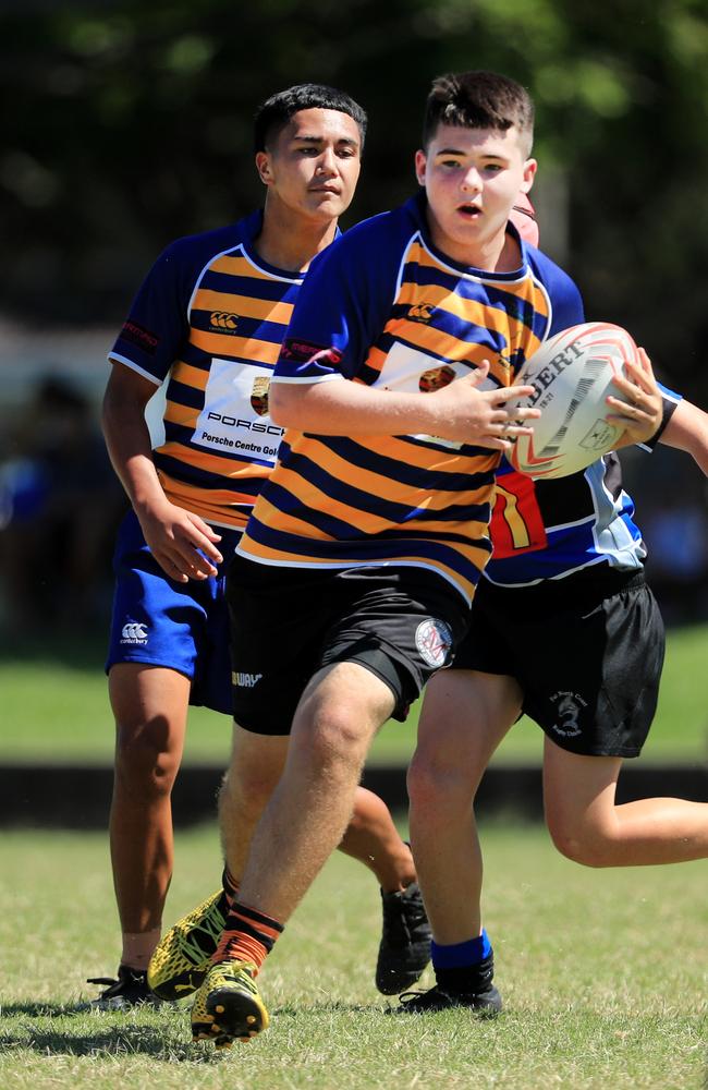 SURFERS PARADISE RUGBY, GOLD COAST , AUSTRALIA - April 10, 2021: Far North Coast U13s v USQ Saints U13s - Day Two of King of the Country rugby tournament.Played at Surfers Paradise Eagles Rugby Ground at Southport. Picture: Scott Powick Newscorp