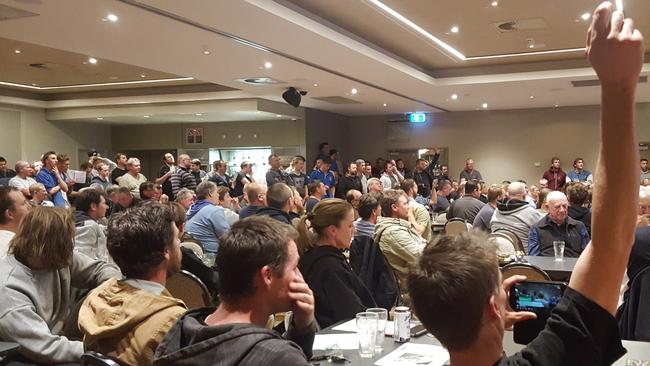 The Central Coast fishing community gathered at a public meeting to oppose State Government marine park plans last night.