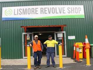 REVOLVE REVIVES: Lismore City Council's Revolve shop manager Met Uretir with colleague Michael Cowin, are part of the dedicated team located within the Lismore Recycling & Recovery Centre on Wyrallah Rd, where they sell a range of second-hand goods, promoting reuse and keeping them out of landfill. Picture: Alison Paterson