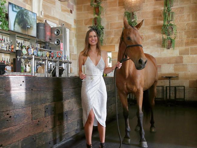 Model Gemma Struk and horse Reason are gearing up for Melbourne Cup festivities at the Greenwood Hotel.