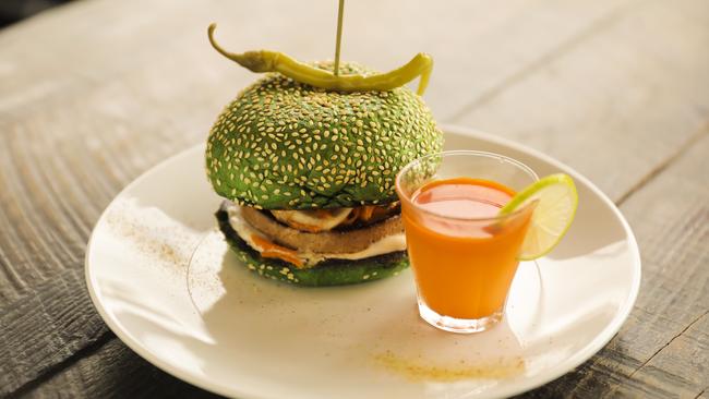 Evolve Organic’s tofu burger. Pictures: Mark Cranitch.