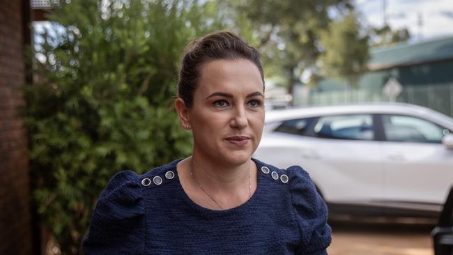 12-12-2024 - NT chief minister Lia Finocchiaro arrives at ABC Alice Springs on Thursday. Photo: Liam Mendes / The Australian