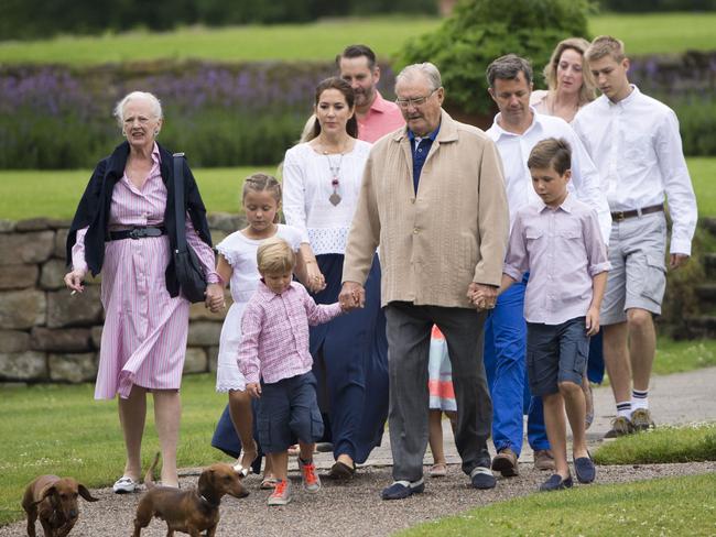 Queen Margrethe II, Prince Henrik Crown Princess Mary Crown Prince Frederik, Prince Christian, Princess Isabella, Princess Josephine, Prince Vincent Danish Royal Family Photocall at Grasten Palace, Denmark in 2015 Picture: Splash