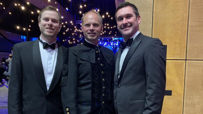 (From left to right) Jarrod Brooks, Reik Winkel and James Yates at the MECC on July 20 for the 2022 Queensland Mining Awards.