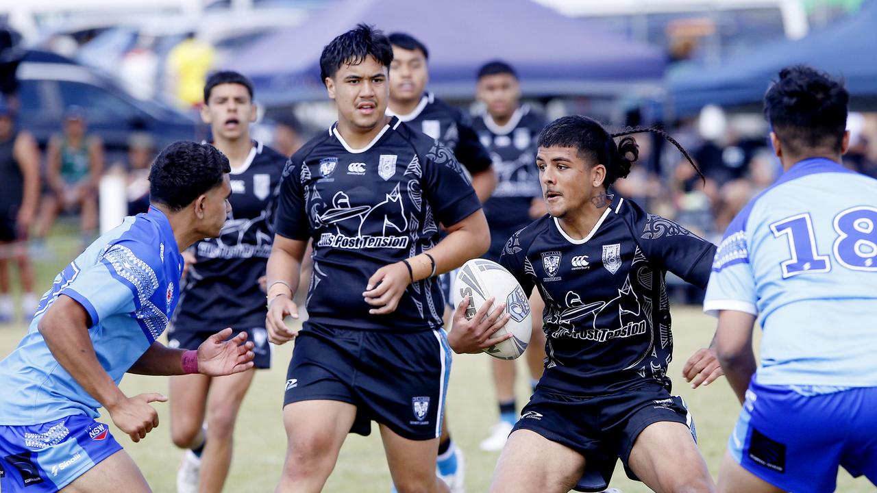 Amari -jay Tangi from Maori Pango. Under 16 Boys Maori Pango v Samoa white. Harmony Nines Rugby League. Picture: John Appleyard