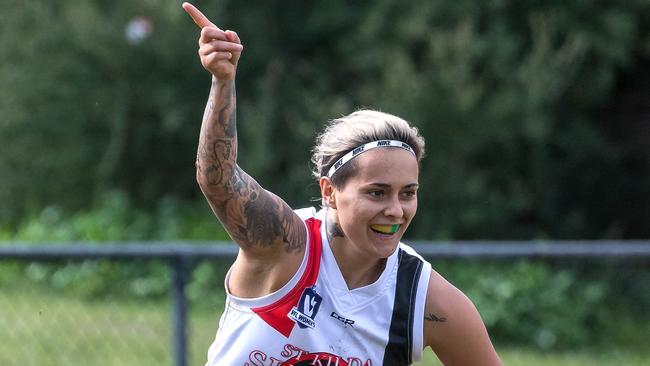 Moana Hope has been playing for the St Kilda Sharks in the VFL women’s competition. Picture: Mark Dadswell