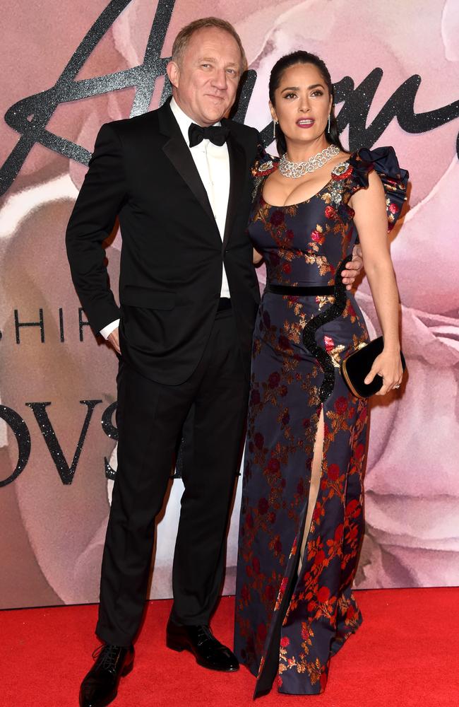 Salma Hayek and husband Francois-Henri Pinault attend The Fashion Awards 2016 on December 5, 2016 in London, United Kingdom. Picture: Getty