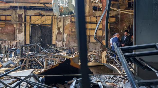 Prime Minister Anthony Albanese visits the destroyed Adass Israel Synagogue. Picture: Instagram