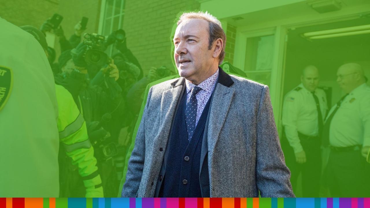 Kevin Spacey leaves Nantucket District Court after being arraigned on sexual assault charges in 2019.