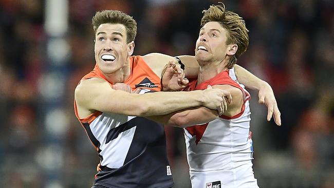 Dane Rampe did the job on Jeremy Cameron on Saturday. Pic: Getty Images