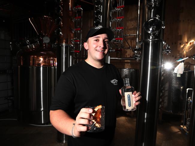 Luke Kidden from Granddad Jack's Breweries on the Gold Coast is selling hand sanitiser now. Photograph: Jason O'Brien