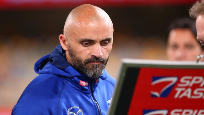 North Melbourne coach Rhyce Shaw had no answers post-match for his team’s poor performance. PictJono Searle/AFL Photos/via Getty Images)