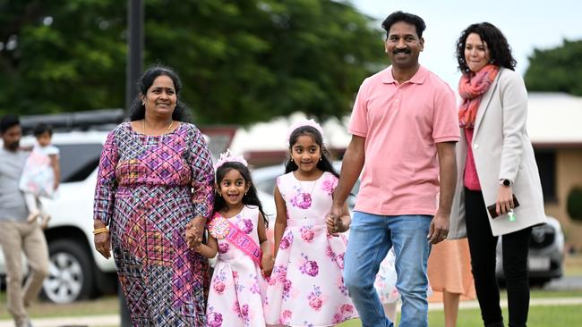 The Nadesalingam family after their return to Biloela in June. Picture: Getty Images