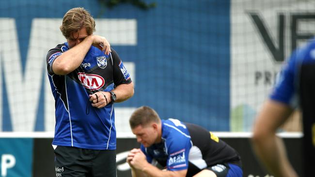 Pressure is building on Bulldogs coach Des Hasler. Picture: Stephen Cooper