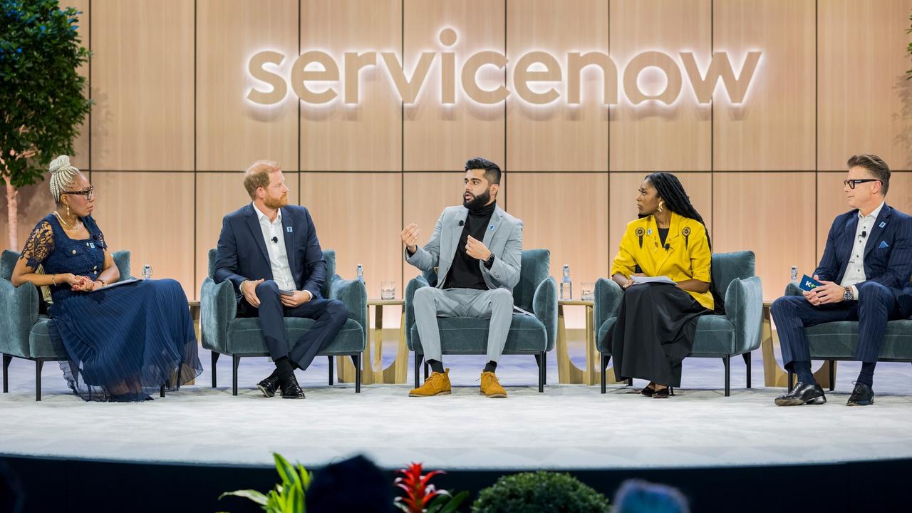 Prince Harry appeared on the panel in Las Vegas. Picture: The Diana Award/Facebook