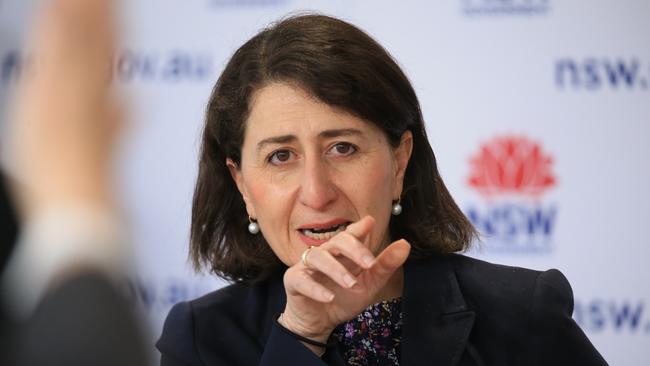 NSW Premier Gladys Berejiklian provides an update on COVID-19. Picture: NCA NewsWire/Christian Gilles