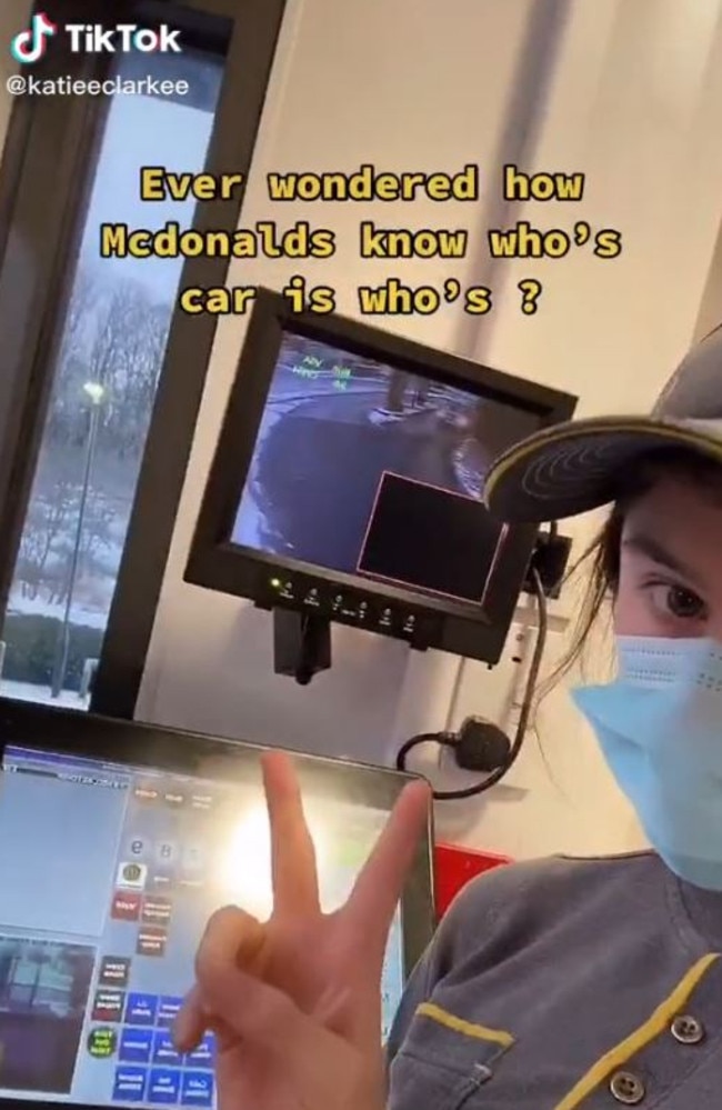 A McDonald’s staffer has revealed how they know whose order belong to who at their drive-through. Picture: TikTok/katieeclarkee