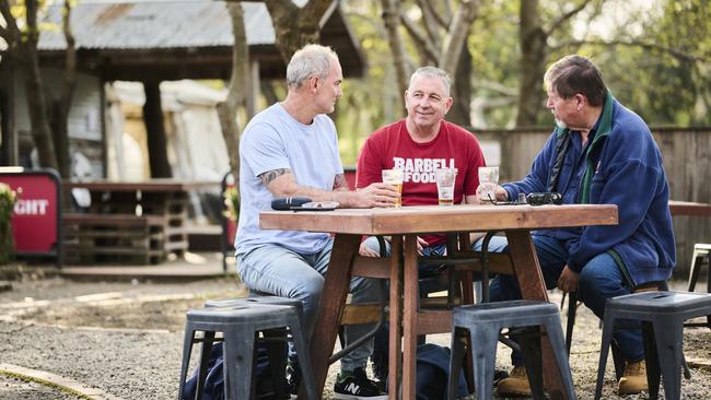 Former football coach Simon Quayle met Mark Laing and Andy Thorpe in the aftermath of the 2002 Bali bombings, when they were working for the Australian Federal Police. The trio have remained friends since. Picture: Rohan Thomson