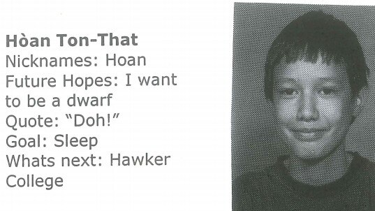 Hoan-Ton-That's school yearbook photo. Picture: Supplied