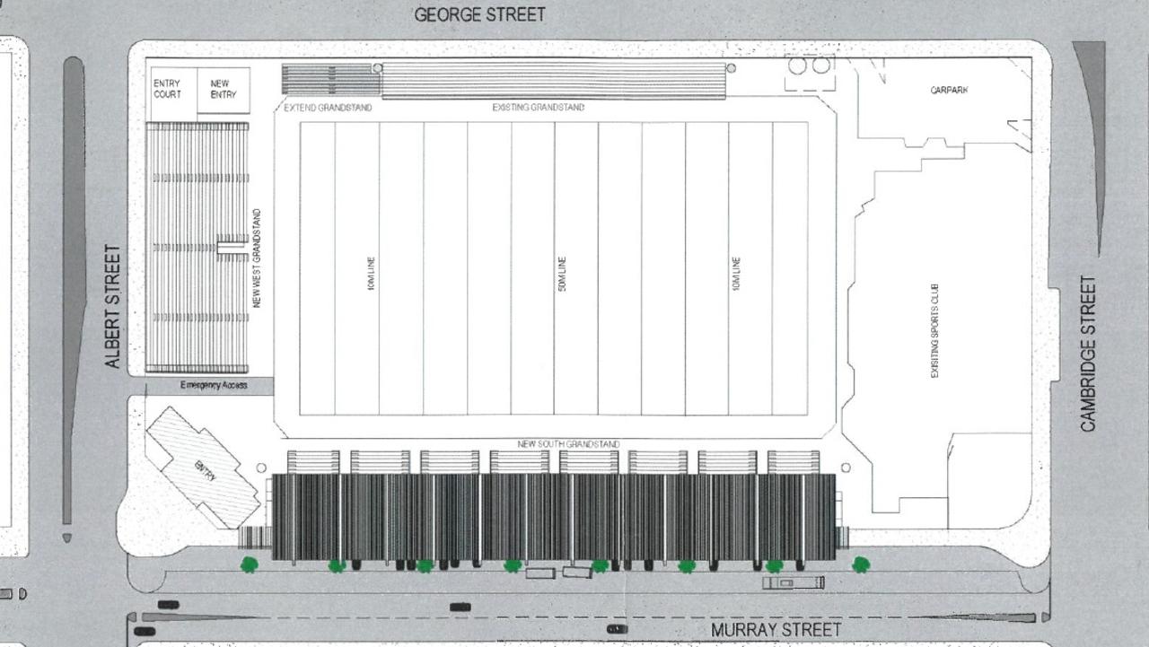 Plan for the stadium upgrade proposal for Browne Park.