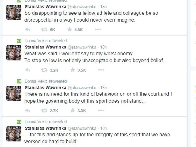 Donna Vekic retweets Wawrinka’s takedown of Kyrgios.