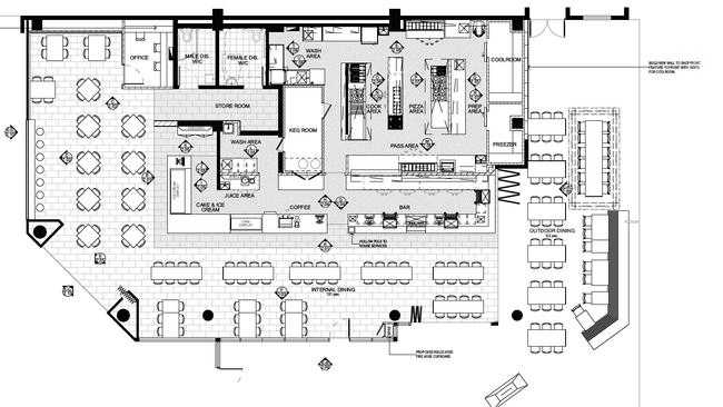 Design plans for the expansion of Laffos Bar &amp; Pizzeria at Caneland Central. Picture: Contributed