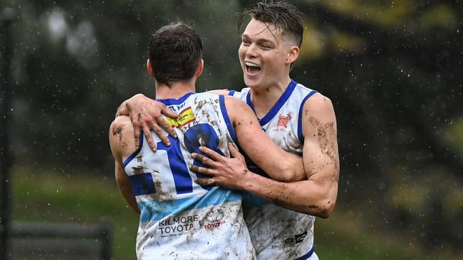 Kilmore players celebrate a goal. Picture: Nathan McNeill