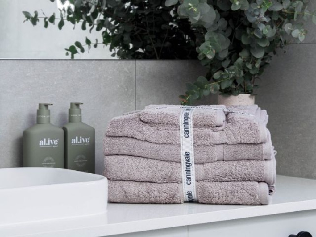 Upgrade your bathroom with these gorgeous, eco-friendly towels from Canningvale. Image: Canningvale.