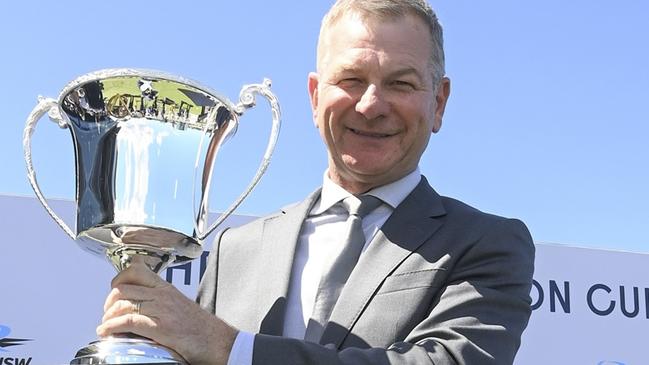Rustic Steel winning the inaugural The Big Dance for trainer Kris Lees and jockey Nash Rawiller at Royal Randwick on November 1, 2022. Picture: Bradley Photos, ,