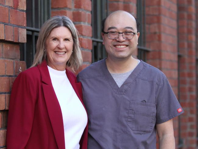 Adelaide haematologist David Yeung with former patient (and now SAHMRI colleague) Jo Dart. Picture supplied.