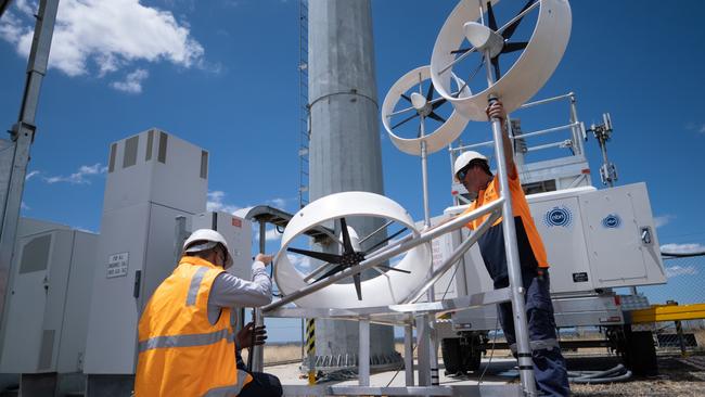 Wind-powered technology being trialed in Lovely Banks to help keep residents connected when power goes out during emergency events. Picture: Supplied