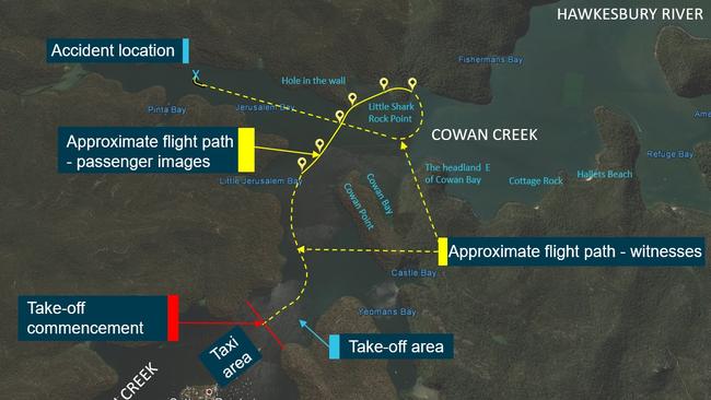 The Seaplane looped right at Little Shark Rock Point before veering off course into Jerusalam Bay where it nosedived. 