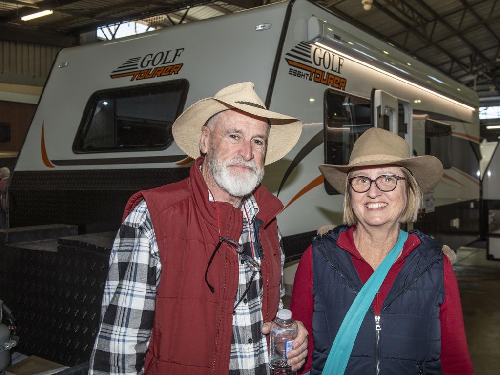 Gary and Carolyn McGinty at the Queensland Outdoor Adventure Expo, Toowoomba Showgrounds. Friday, July 29, 2022. Picture: Nev Madsen.