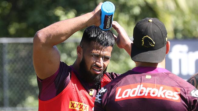 Payne Haas, Brisbane Broncos training, Red Hill. Picture: Liam Kidston