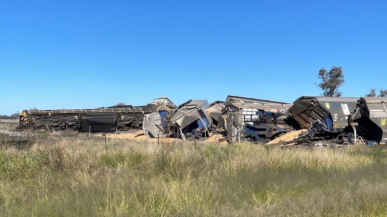 The aftermath of the crash involving a truck and a train at Toobeah.