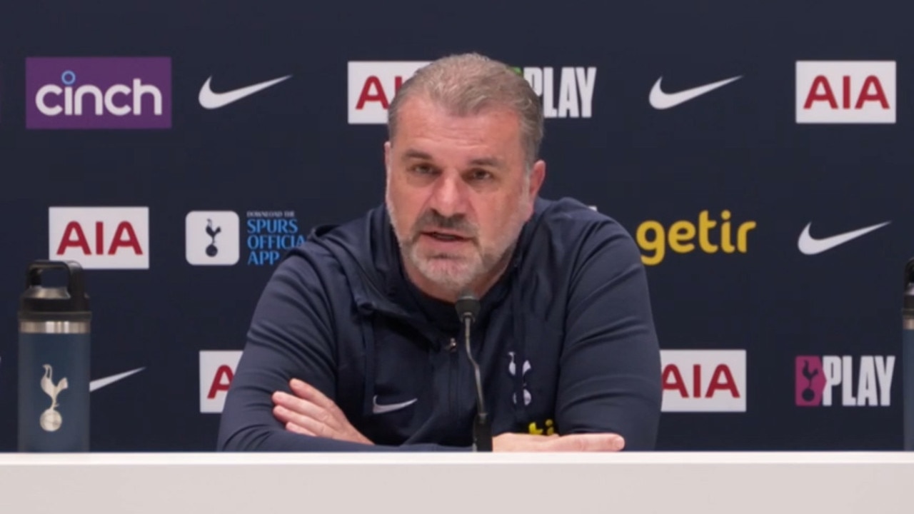 Ange Postecoglou was frustrated after a reporter asked about Tottenham's finances. Picture: Supplied