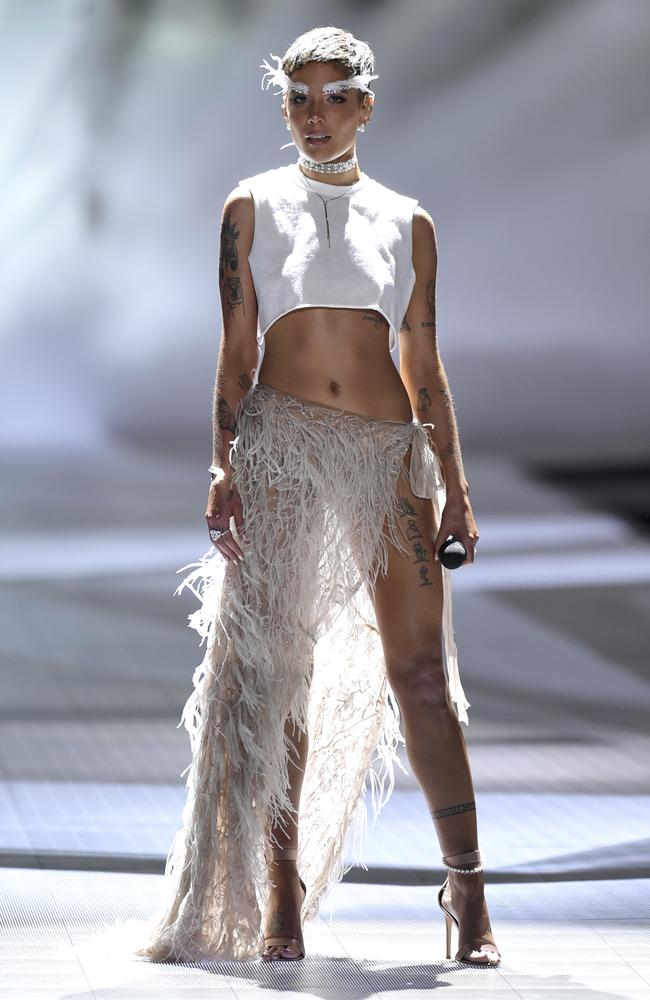 Halsey performs during the 2018 Victoria's Secret Fashion Show at Pier 94 on Thursday, Nov. 8, 2018, in New York. (Photo by Evan Agostini/Invision/AP)