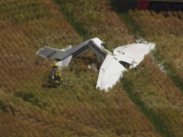 Emergency services are responding to a light aircraft crash in a western Melbourne airport on Tuesday.Picture: ABC